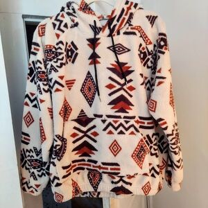 Boutique Cozy Aztec Print Fleece Hoodie